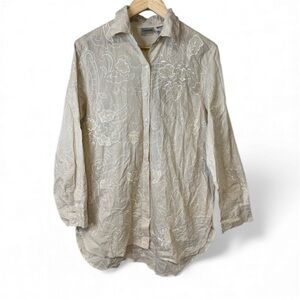 Chico's Ivory Cotton Top with Embroidery